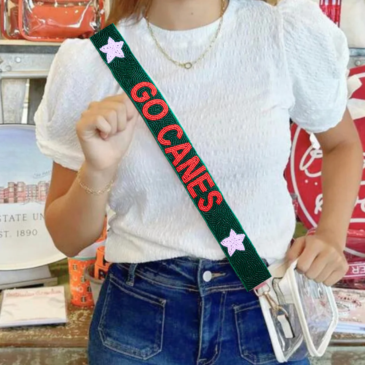 University of Miami Beaded Purse Strap | Go Canes Game Day Bag Strap