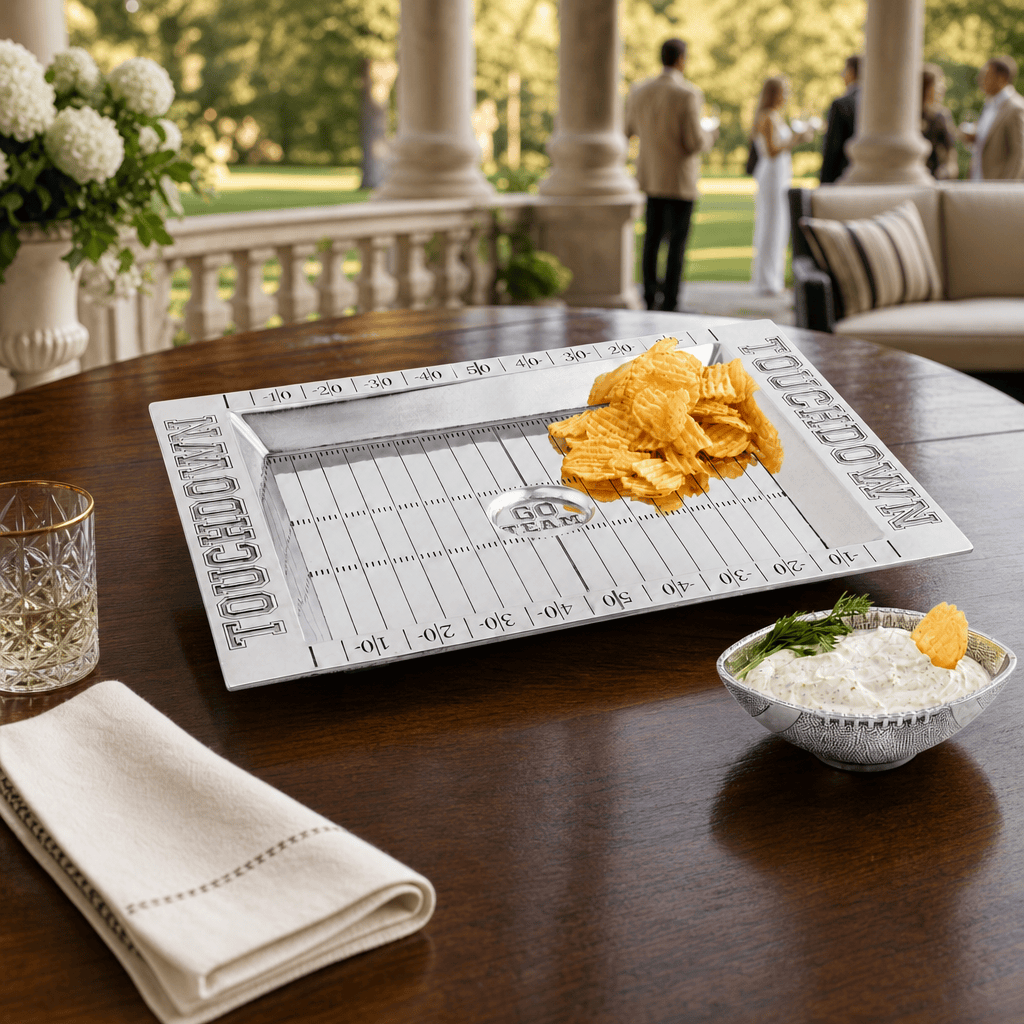 Football Field Chip and Dip Tray and Bowl