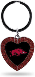 Arkansas Razorbacks NCAA Rhinestone Heart Colored Keychain, Maroon, 3-inches in length