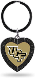 University of Central Florida Knights NCAA Rhinestone Heart Colored Keychain, Black, 3-inches in length